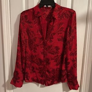 Alice + Olivia Red Floral Blouse